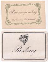 2 db RÉGI magyar bor reklámlap: Badacsonyi rizling Gróf Esterházy Pál pincészetéből / 2 pre-1945 Hungarian wine advertisement cards (non PC)