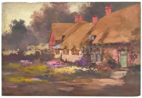 Kézdi-Kovács László (1864-1942): Sweet home (Isle of wight), 1911. Olaj, fa. Jelzett. Hátoldalán Kézdi-Kovács László autográf feliratával. Proveniencia: Kézdi-Kovács László fia, Kézdi-Kovács Elemér (1898-1976) gyűjteményében, majd hagyatékában. 20x29 cm / László Kézdi Kovács (1864-1942): Sweet home (Isle of wight), 1911. Oil on wood. Signed. With the painter's autograph description on the reverse. 20x29 cm