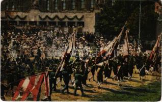 Kaiser-Jubil.-Huldigungsfestzug, Wien 1908. Gruppe Tirol. Schützen-Vereine / 60th Anniversary of Franz Josephs reign, K.u.K. military parade, Tyrolean rifle group (r)