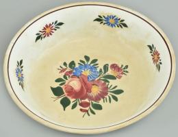 Bélapátfalva benyomott jelzéses kerámia tányér, kézzel festett (korának megfelelő állapotban) d: 29 cm