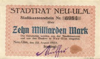Német Birodalom/Weimari Köztársaság/Neu-Ulm 1923.8.22. 10.000.000.000M T:II