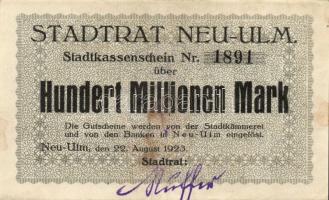 Német Birodalom/Weimari Köztársaság/Neu-Ulm 1923.8.22. 100.000.000M T:II-