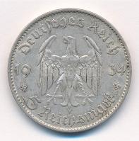 Német Harmadik Birodalom 1934F 5M Ag "Náci hatalom első évfordulója" T:2 ph.
German Third...