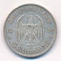 Német Harmadik Birodalom 1934D 5M Ag "Náci hatalom első évfordulója" T:2
German Third Rei...