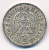 Német Harmadik Birodalom 1935F 5M Ag "Hindenburg" T:2 German Third Reich 1935F 5 Marks Ag ...