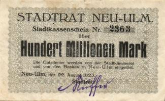 Német Birodalom/Weimari Köztársaság/Neu-Ulm 1923.8.22. 100.000.000M T:II/III