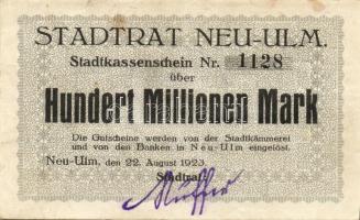 Német Birodalom/Weimari Köztársaság/Neu-Ulm 1923.8.22. 100.000.000M T:II/III