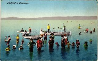 Balaton, Fürdőélet a Balatonon, fürdőzők, csónakok (EK)