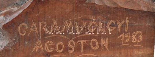 Garamvölgyi Ágoston, (1928 - 2012): Ördögfej 1983. Faragott fa, jelzett, falra akasztható. m: 18 cm