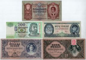 5db-os pengő-forint bankjegy tétel, közte hajtatlan 2007. 200Ft FA T:I,III