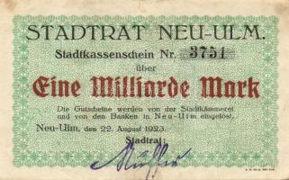 Német Birodalom/Weimari Köztársaság/Neu-Ulm 1923.8.22. 1000.000.000M T:II-