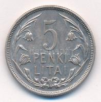 Litvánia 1925. 5L Ag T:1-,2  ithuania 1925. 5 Litai Ag C:AU,XF  Krause KM#78