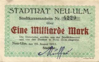Német Birodalom/Weimari Köztársaság/Neu-Ulm 1923.8.22. 1000.000.000M T:II-