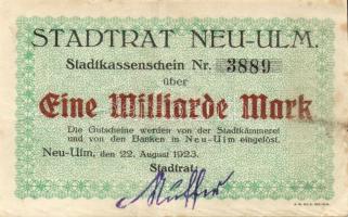Német Birodalom/Weimari Köztársaság/Neu-Ulm 1923.8.22. 1000.000.000M T:II-