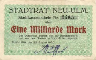 Német Birodalom/Weimari Köztársaság/Neu-Ulm 1923.8.22. 1000.000.000M T:II-