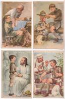 10 db RÉGI motívum képeslap: Cserkész Levelezőlapok Kiadóhivatal lapjai, Márton L. szignóval / 10 pre-1945 Hungarian scout art postcards, signed by Márton L.