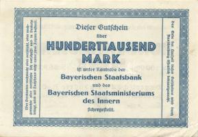 Német Birodalom/Weimari Köztársaság/München/Bayerische Bauindustrie A.-G. 1923.9.24. 100.000M T:II
