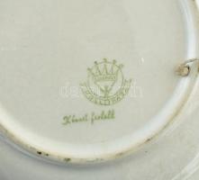 Antik Hollóházi Szakmáry karácsonyi fajansz dísz tányér. Kézzel festett, jelzett, korának megfelelő ...