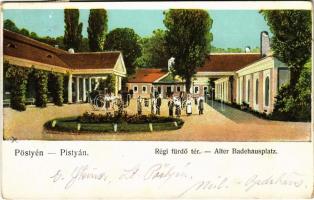 1918 Pöstyén-fürdő, Bad Pistyán, Piestany; régi fürdő tér. Gipsz H. kiadása / Alter Badehausplatz / spa, bath (EK)