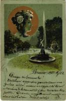 1901 Art Nouveau lady greeting card. litho (EB)