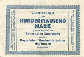 Német Birodalom/Weimari Köztársaság/München/Bayerische Bauindustrie A.-G. 1923.9.24. 100.000M T:II