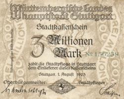 Német Birodalom/Weimari Köztársaság/Stuttgart 1923.8.1. 3000.000M T:II