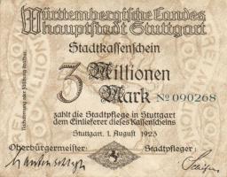 Német Birodalom/Weimari Köztársaság/Stuttgart 1923.8.1. 3000.000M T:II