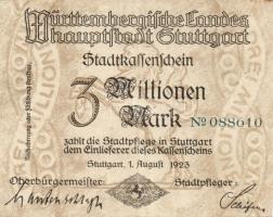 Német Birodalom/Weimari Köztársaság/Stuttgart 1923.8.1. 3000.000M T:II