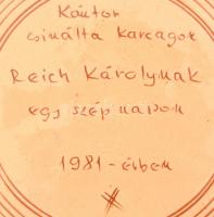 Kántor Karcag, nagyméretű, festett, kerámia edényalátét, (Kántor csinálta karcagon, Reich Károlynak ...