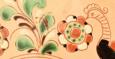 Kántor Karcag, nagyméretű, festett, kerámia edényalátét, (Kántor csinálta karcagon, Reich Károlynak ...