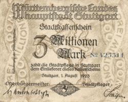 Német Birodalom/Weimari Köztársaság/Stuttgart 1923.8.1. 3000.000M T:II
