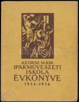 Az Országos Magyar Királyi Iparművészeti Iskola évkönyve. 1934-1936. Szerk.: Helbing Ferenc. Bp., 1936., Kir. M. Egyetemi Nyomda, 50 p. Fekete-fehér képanyaggal illusztrált. Fassel (Lousa) Ferenc, Fery Antal, Kopasz Márta és mások munkáival. Kiadói papírkötések., sérült gerinccel, foltos borítóval, az utolsó lap foltos.   Helbing Ferenc (1870-1958) az Iparművészeti Főiskola egykori rektorának (ma: Moholy-Nagy Művészeti Egyetem), grafikus, festőművész dedikációjával.