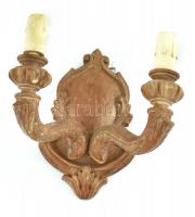 Neobarokk falikar . Faragott fa, E14 gyertya izzós szerelvénnyel m: 18 cm