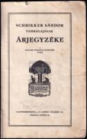 1937 Schrikker Sándor faiskolájának árjegyzéke 1937-1938, rossz állapotban, foltos, kopott borítóval...