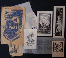 Bozó Gyula (1913-2009): 9 db különféle cserkész témájú kisgrafika, több szignált