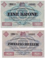 Somorja / Hadifogolytábor 1916. január 15. 20f + 1K, mindkettőn két nagybetűs és egy szám sorozat T:...