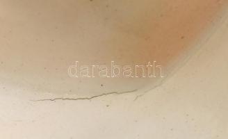 Fajansz tigris, kézzel festett, jelzett, kis kopással, h: 37 cm, m: 16cm