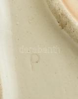 Fajansz kutya, kézzel festett, jelzett, kis kopással, h: 35 cm, m: 16cm