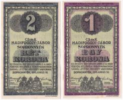 Sopronnyék / hadifogolytábor 1916. június 16. 1K + 2K arab sorozat- és sorszám T:I,I- kis ragasztónyom Adamo HHP-1.4., 1.5