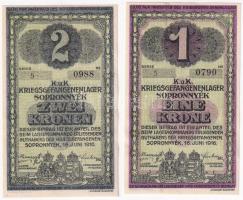 Sopronnyék / hadifogolytábor 1916. június 16. 1K + 2K arab sorozat- és sorszám T:I,I- kis ragasztóny...