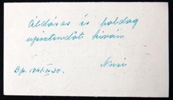 Bozó Gyula grafikusművész saját kézzel írott üdvözlete grafikus kártyán