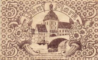 Német Birodalom/Weimari Köztársaság/Bamberg 1918. 5M piros sorszámmal, hivatalos érvénytelenítéssel ...