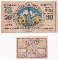 Sopron 1918. május 1. 50f utalvány + Sopron 1919. 50f utalvány T:II-,I- Adamo SOP-5.1