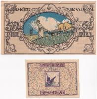 Sopron 1918. május 1. 50f utalvány + Sopron 1919. 50f utalvány T:II-,I- Adamo SOP-5.1
