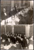 1930., 1932 Budapest, Vörösmarty-vacsora, 2 db fotó, rajtuk Sipőcz Jenő korábbi budapesti főpolgármester, hátoldalon feliratozva, 17×23 cm