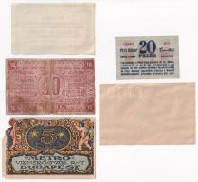 ~1919-1920. 5db klf szükségpénz, közte Budapest / Metro Vízmérőgyár Rt. 1920. 5K utalványa, Románia ...