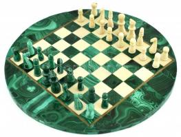 Malachit sakk, szép állapotban, d: 23 cm
