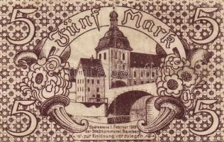 Német Birodalom/Weimari Köztársaság/Bamberg 1918. 5M fekete sorszámmal T:II/III