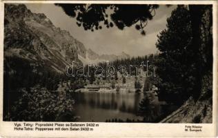 1932 Tátra, Magas-Tátra, Vysoké Tatry; Popradské pleso se Satanem / Poppersee mit dem Satan / Poprádi-tó a Sátánnal / lake, mountain peak (EK)