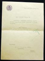 1942 Hóman Bálint vallás és közoktatásügyi miniszter aláírása levélen